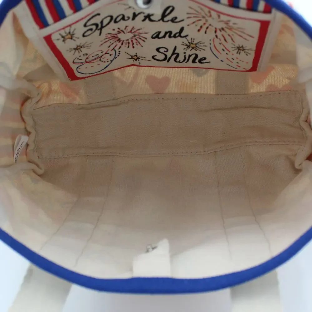 Brighton Red White and You Mini Tote Canvas Crossbody Bag Love Hearts Patriotic